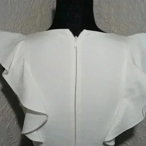 FRENCH CONNECTION Whisper Ruffled V-Neck Mini Dress sz 4 - Picture 7 of 8